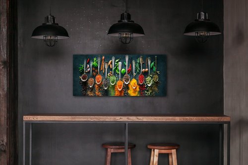 Obraz Koření na lžičkách - 90 x 40 cm