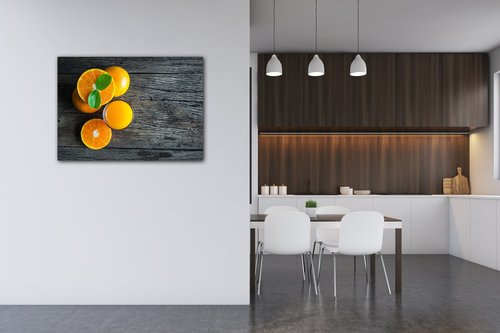 Obraz Pomeranče na šedém pozadí - 70 x 50 cm