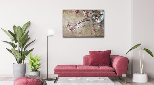Obraz Růžové květy ve váze - 90 x 60 cm
