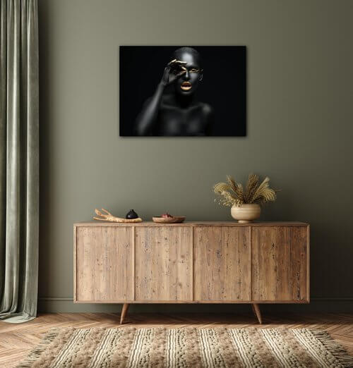 Obraz Portrét ženy zlaté detaily - 70 x 50 cm