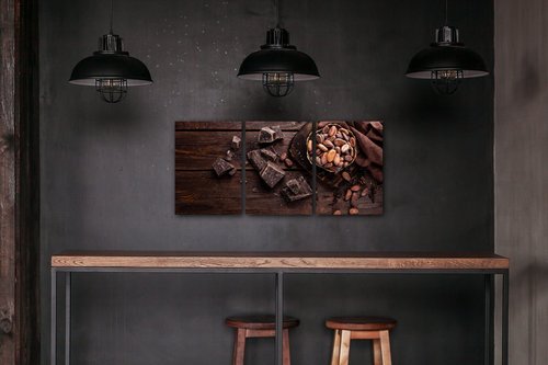 Obraz Zátiší s čokoládou - 150 x 70 cm (3 dílný)