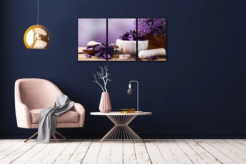 Obraz Levandulové zátiší - 120 x 60 cm (3 dílný)