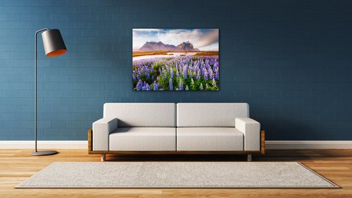 Obraz Horská krajina s květinami - 70 x 50 cm