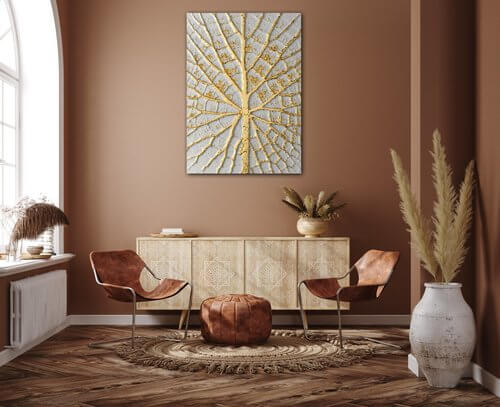 Obraz Zlatý list na bílém pozadí - 50 x 70 cm
