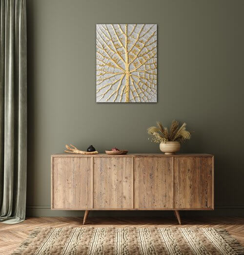 Obraz Zlatý list na bílém pozadí - 70 x 90 cm