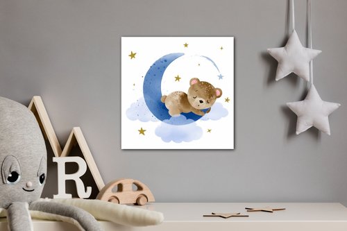 Obraz Medvídek na modrém měsíci - 30 x 30 cm