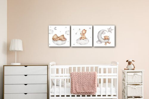 Obraz Sada obrázků s medvídky - 90 x 30 cm (3 dílný)