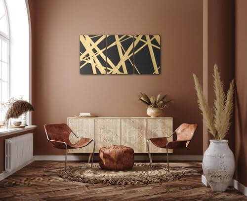 Obraz Abstraktní zlato šedý - 120 x 60 cm (3 dílný)