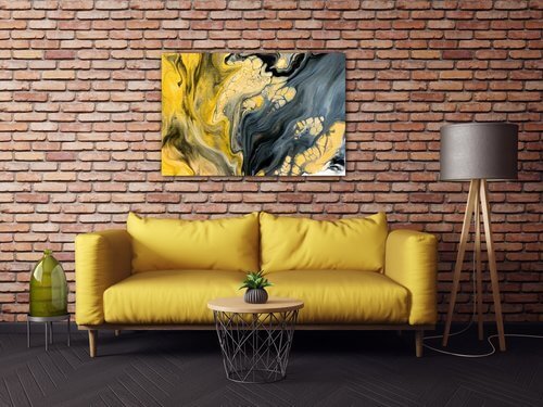 Obraz Abstraktní žluto šedý - 60 x 40 cm