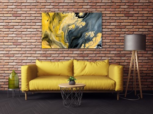 Obraz Abstraktní žluto šedý - 50 x 30 cm