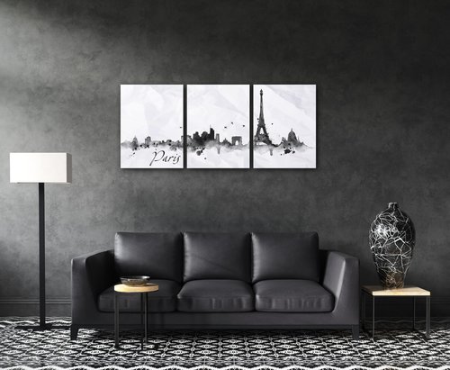 Obraz Paříž panorama - 90 x 40 cm (3 dílný)