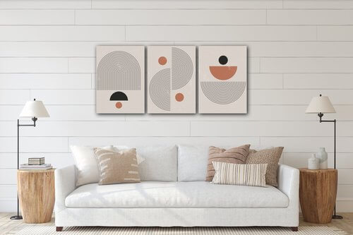 Obraz Abstraktní set skandinávský - 150 x 70 cm (3 dílný)