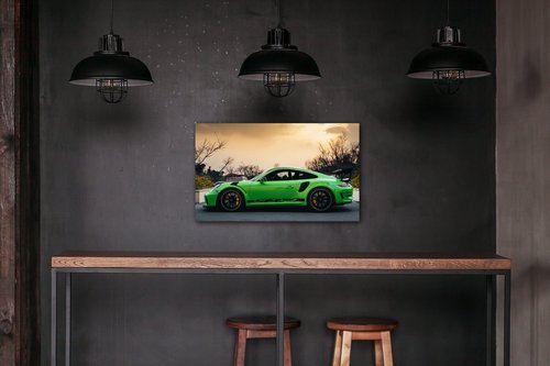 Obraz zelené Porsche 911 GT3 RS - 50 x 30 cm