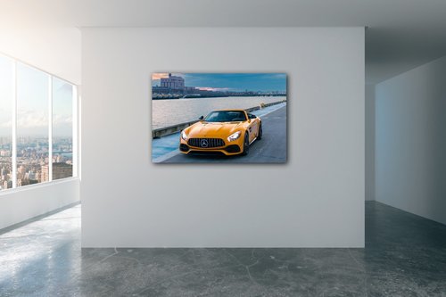 Obraz Mercedes AMG GTC žlutý - 60 x 40 cm