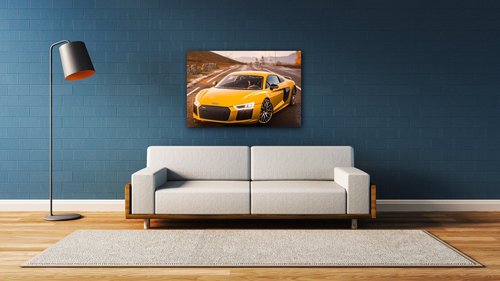 Obraz Audi R8 žlutá - 60 x 40 cm