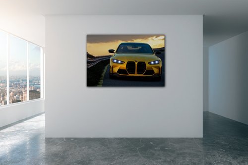 Obraz BMW M4 žlutá - 90 x 60 cm