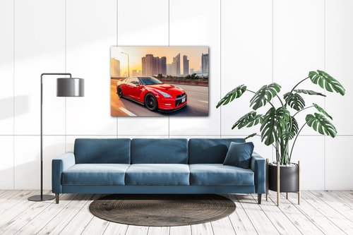 Obraz Nissan GTR R35 červený - 70 x 50 cm