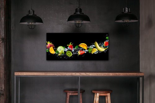 Obraz Ovoce ve vodě - 90 x 40 cm