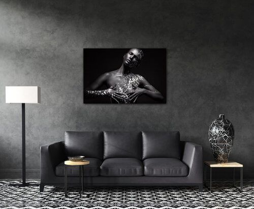 Obraz Portrét ženy černo stříbrný - 60 x 40 cm