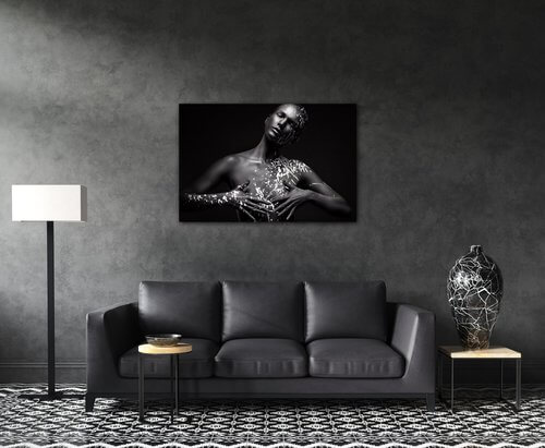 Obraz Portrét ženy černo stříbrný - 90 x 60 cm