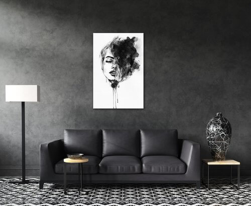 Obraz Malovaný portrét ženy černobílý - 60 x 90 cm