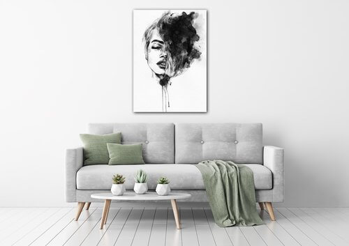 Obraz Malovaný portrét ženy černobílý - 50 x 70 cm