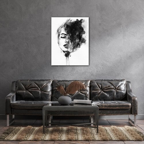 Obraz Malovaný portrét ženy černobílý - 70 x 90 cm