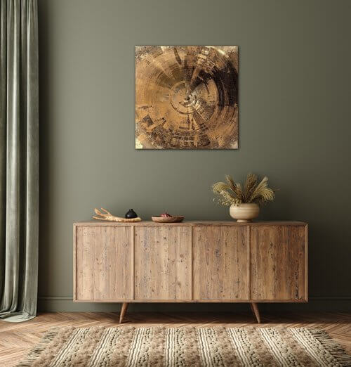 Obraz Abstraktní béžovo-zlatý - 90 x 90 cm