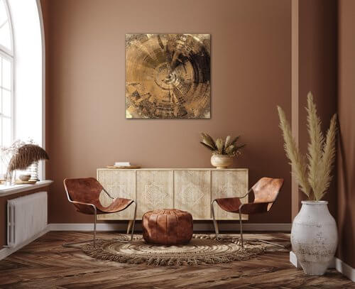 Obraz Abstraktní béžovo-zlatý - 60 x 60 cm