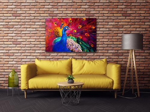 Obraz Barevný páv - 90 x 60 cm