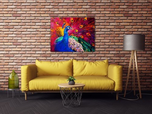 Obraz Barevný páv - 90 x 70 cm