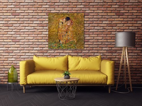 Obraz Reprodukce Gustav Klimt polibek - 50 x 50 cm