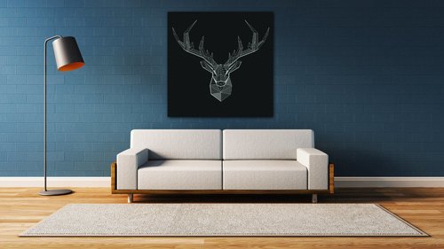 Obraz Jelen černobílý - 70 x 70 cm