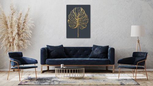 Obraz Zlatý kreslený list - 50 x 70 cm