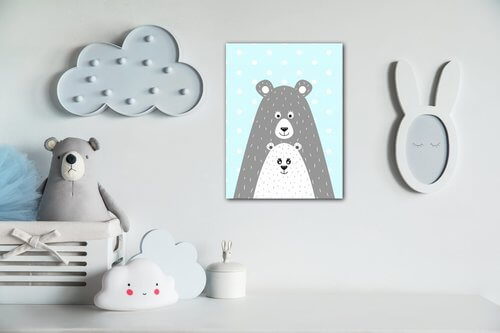 Obraz Medvěd světle modrý - 30 x 40 cm