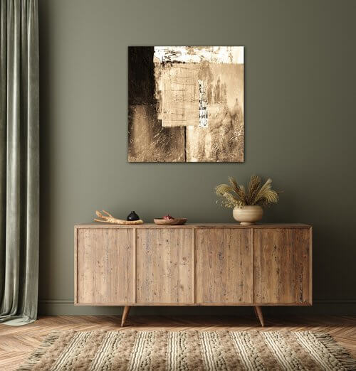 Obraz Abstrakt béžovo zlatý čtverec - 50 x 50 cm