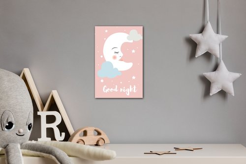 Obraz Good night pink moon - 20 x 30 cm