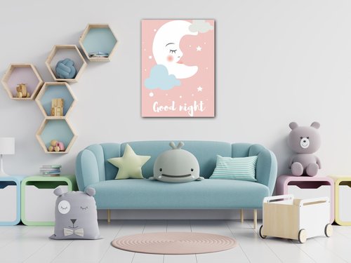 Obraz Good night pink moon - 30 x 40 cm