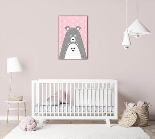 Obraz Pink grey bear - 40 x 60 cm