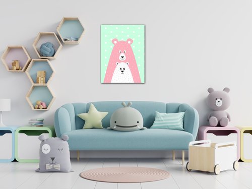 Obraz Pink blue bear - 30 x 40 cm