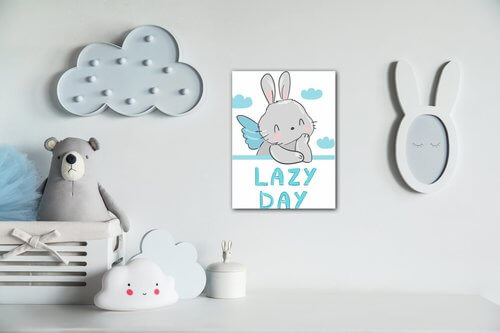 Obraz Blue and grey bunny - 30 x 40 cm