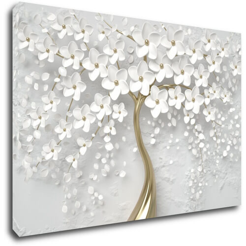 Obraz Bílý strom s květinami