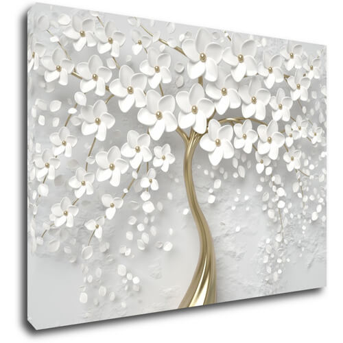 Obraz Bílý strom s květinami - 70 x 50 cm