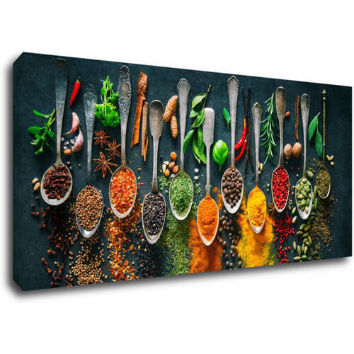 Obraz Koření na lžičkách - 90 x 40 cm