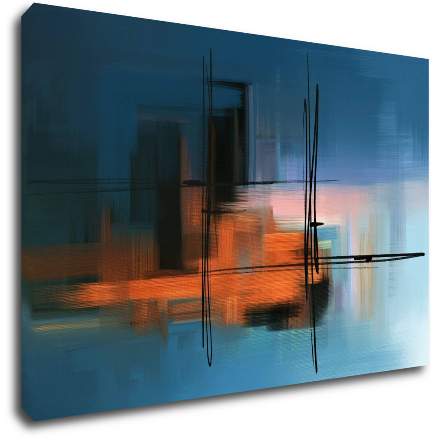 Obraz Abstrakt modrý s oranžovým detailem - 60 x 40 cm