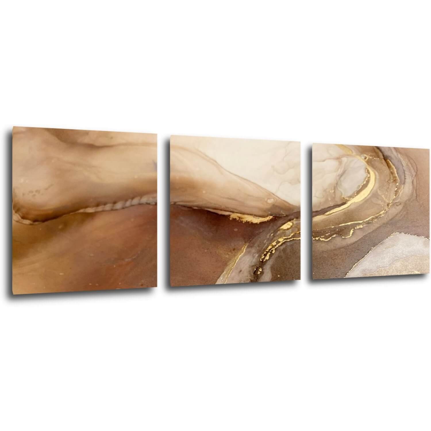 Obraz Abstrakt zlatý mramor - 90 x 30 cm (3 dílný)