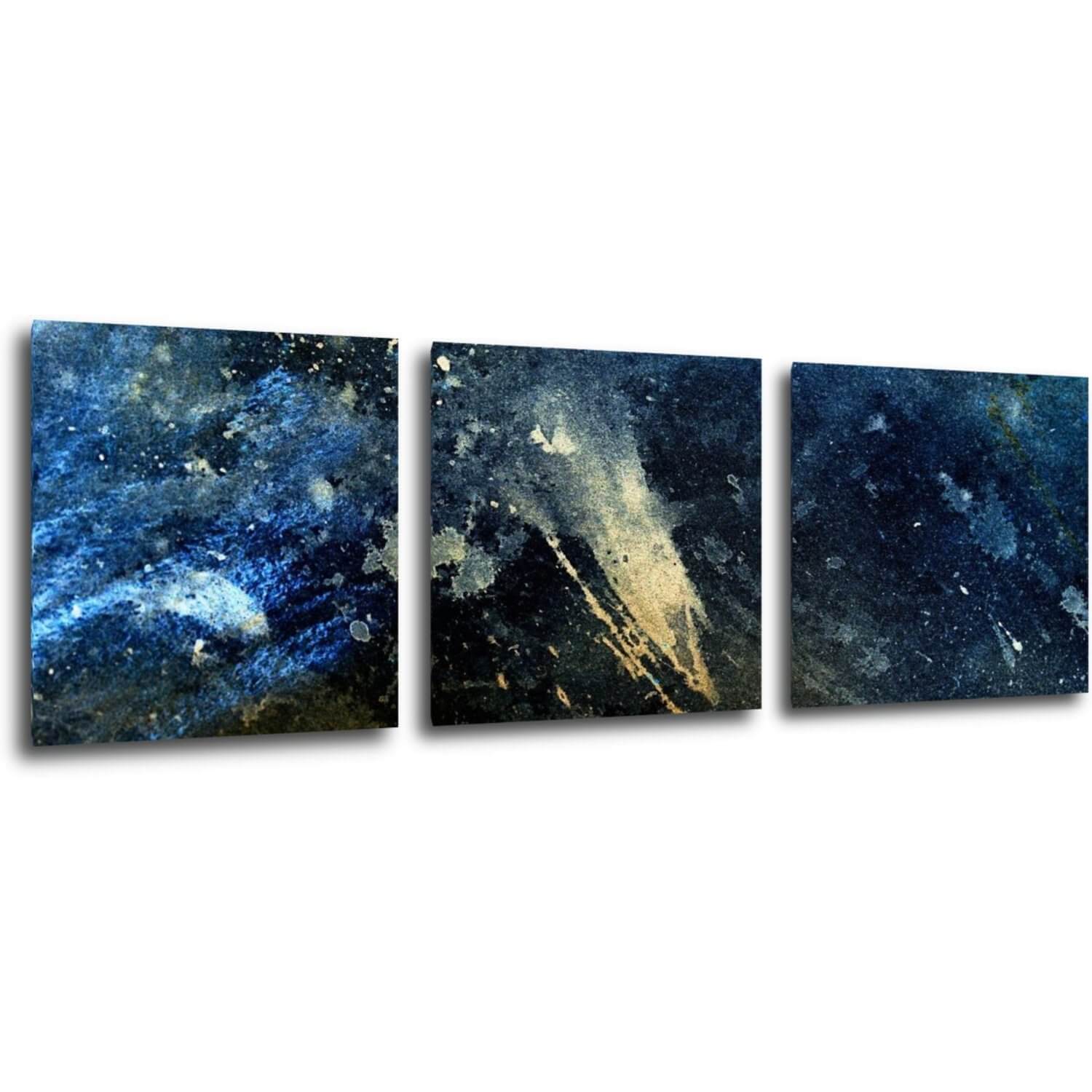 Obraz Abstrakt modrý se zlatým detailem - 90 x 30 cm (3 dílný)