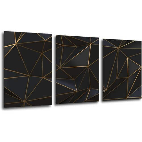 Obraz Abstraktní zlaté trojúhelníky - 150 x 70 cm (3 dílný)