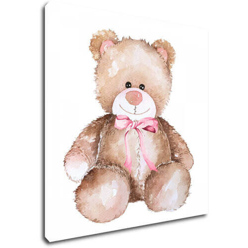 Obraz Medvídek s růžovou mašlí - 20 x 20 cm