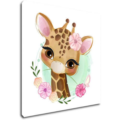 Obraz Žirafa s květy - 30 x 30 cm